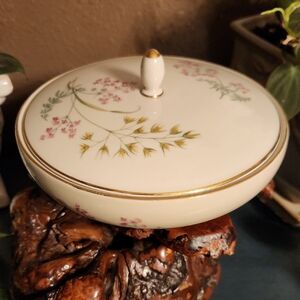 Vintage Bavarian Floral Ceramic Lidded Dish EUC